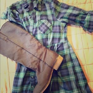 Lightweight Plaid Shirt Dress